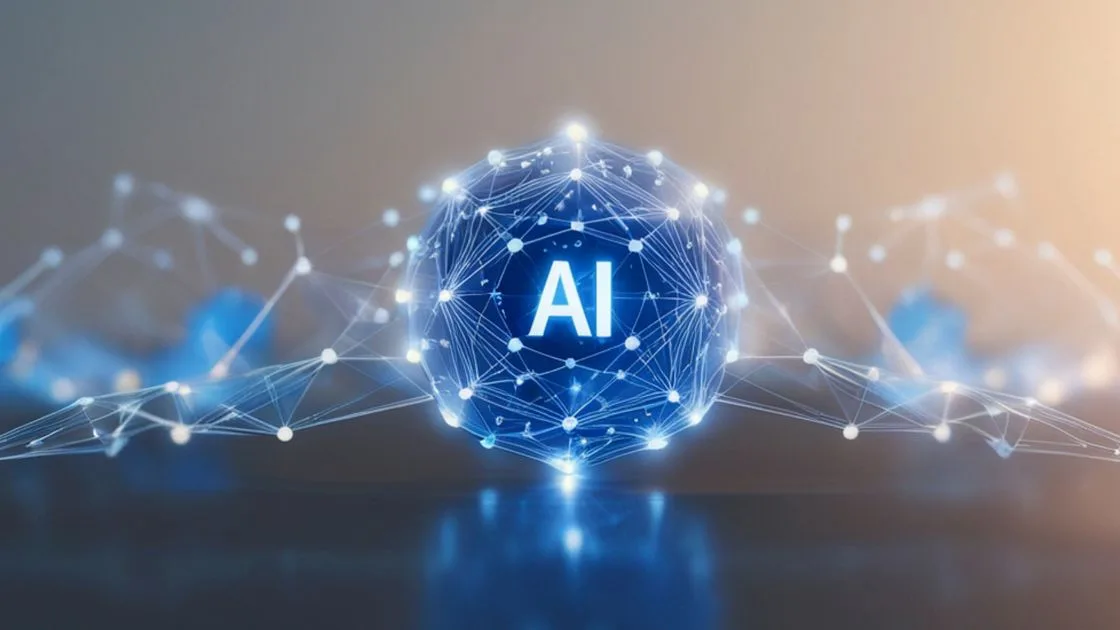Glowing blue AI network sphere representing AI search results for Akron small businesses